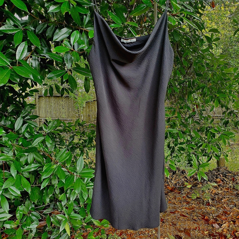 SOLD - NWT Timing Los Angeles LBD Black Mini Dress Large Sheer Spaghetti Strap